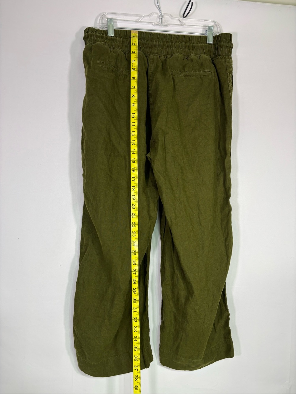 Quince 100% Linen Relaxed Wide Leg Pull On Drawstring Pants Olive Green XL - Picture 3 of 8